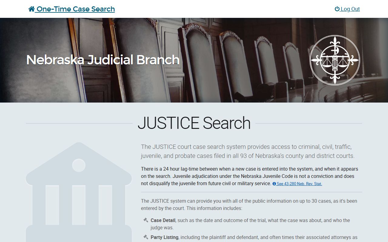 Nebraska JUSTICE search for Antelope County court records after arrest